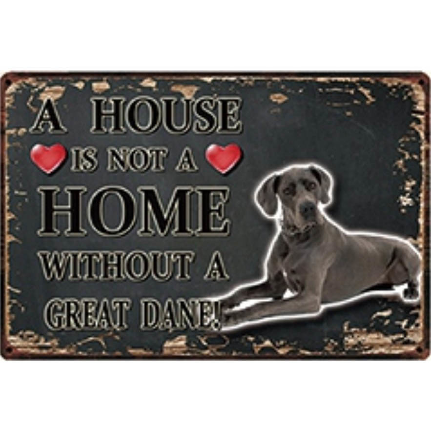 A3306 メタル サイン ブリキ 看板 金属 製 プレート パネル 店 注意 警告 動物 ペット 犬 HOME グレートデーン 【3930】拍卖