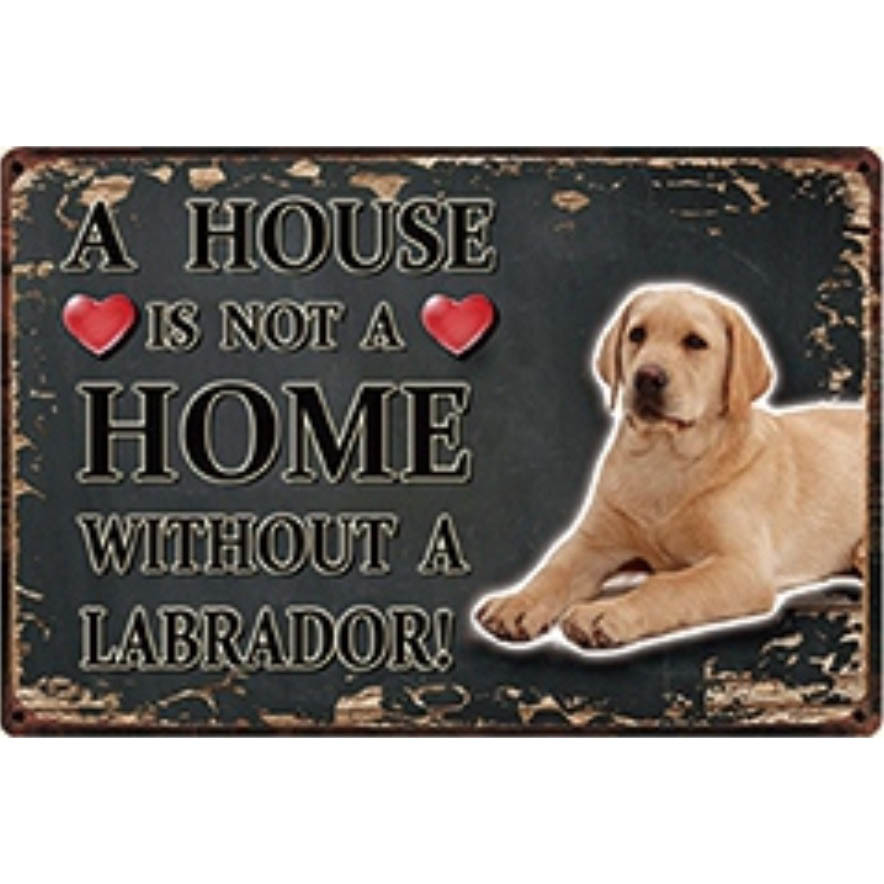 A3316 メタル サイン ブリキ 看板 金属 製 プレート アート パネル 店 注意 警告 動物 ペット 犬 HOME ラブラドール【3941拍卖