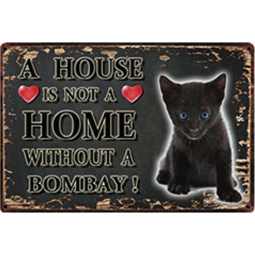A3376 メタル サイン ブリキ 看板 金属 製 プレート アート パネル 店 注意 危険 動物 ペット 猫 HOME ボンベイ【3241】拍卖
