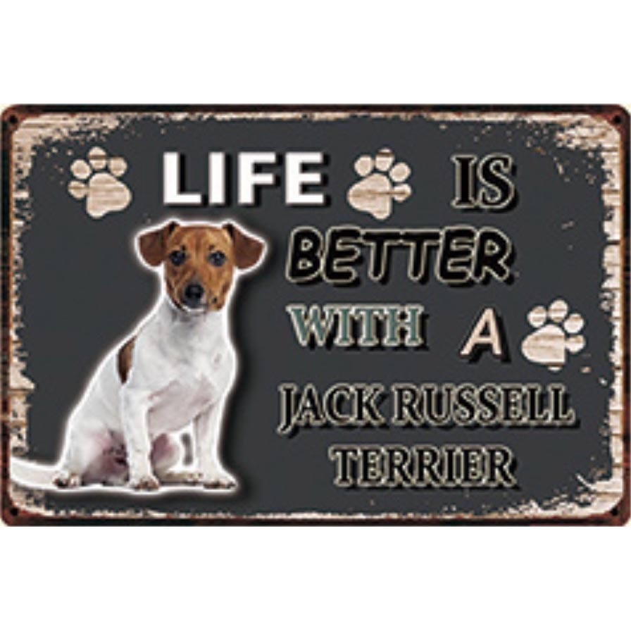 A3139 メタル サイン ブリキ 看板 金属 製 プレート パネル 店 動物 ペット 犬 番犬 LIFE IS ジャック ラッセル テリア 3376拍卖