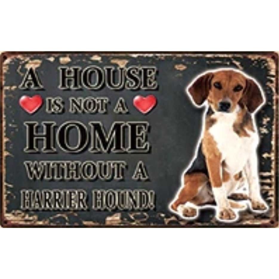 A3414 メタル サイン ブリキ 看板 金属 製 プレート アート パネル 店 注意 危険 動物 ペット 犬 ハーリア ハウンド【3596拍卖