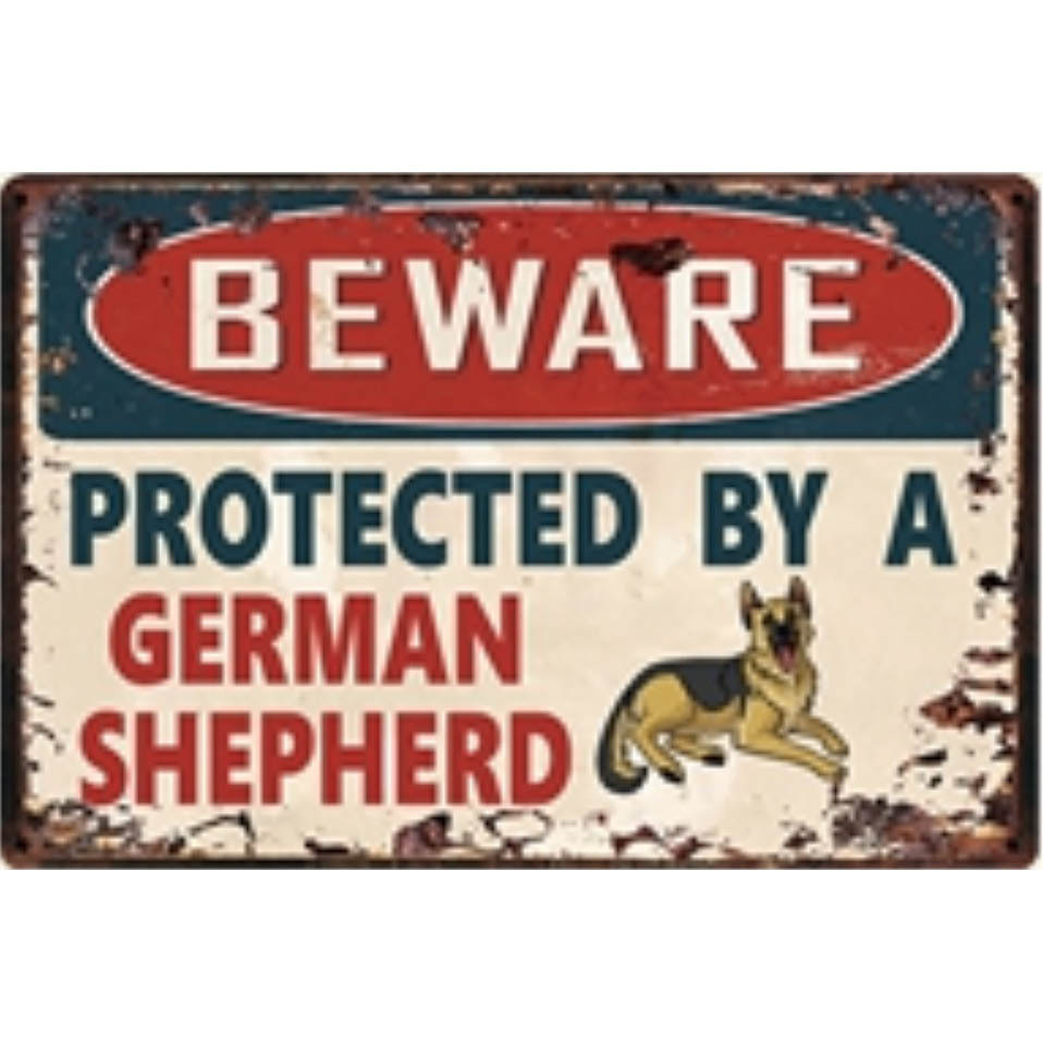A2790 メタル サイン 金属 製 ブリキ 看板 プレート 店 注意 警告 危険 防犯 動物 ペット 犬 番犬 猛犬 シェパード 4673拍卖
