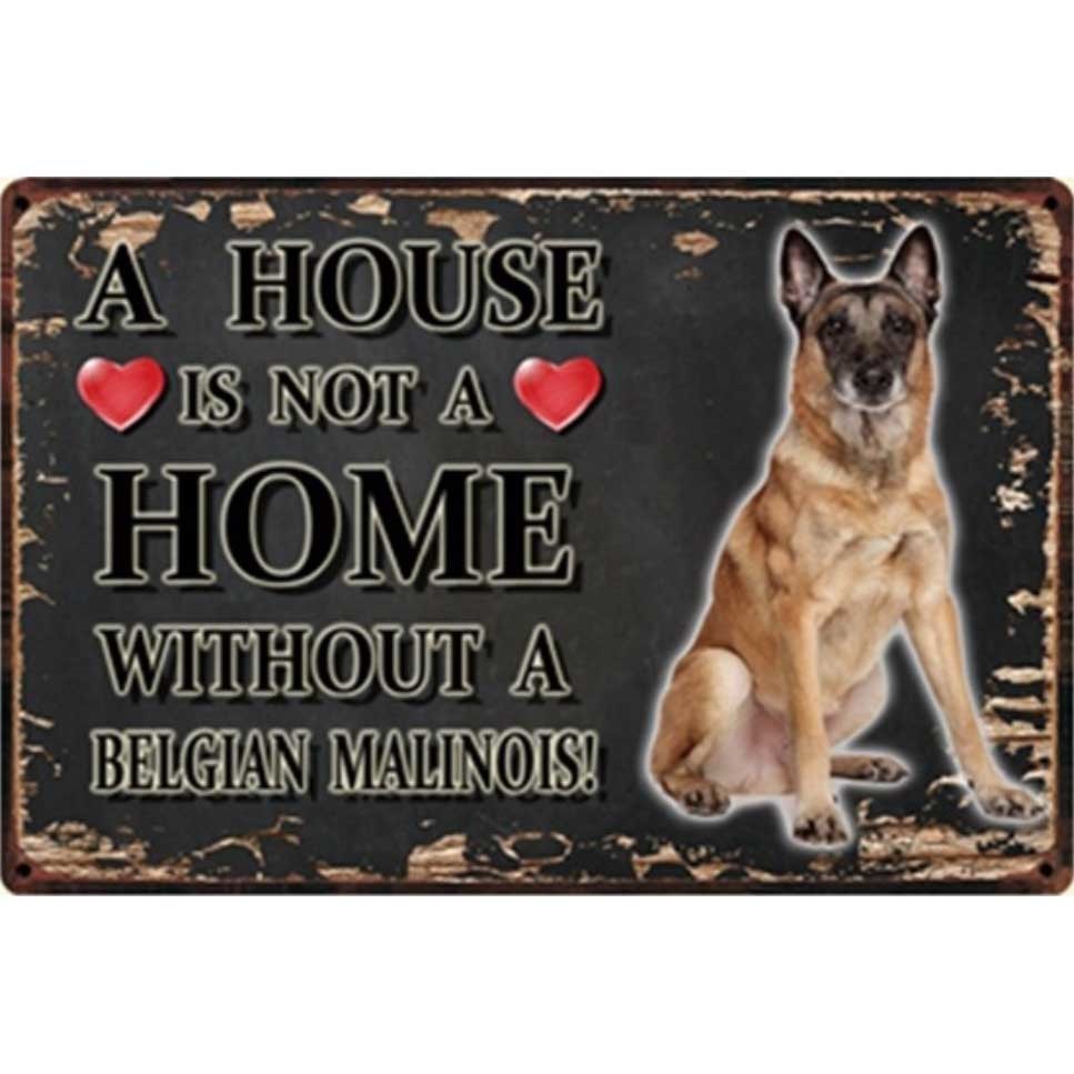 A3347 メタル サイン ブリキ 看板 金属 プレート パネル 注意 警告 動物 ペット 犬 ベルジアン シェパード マリノア【3120】拍卖