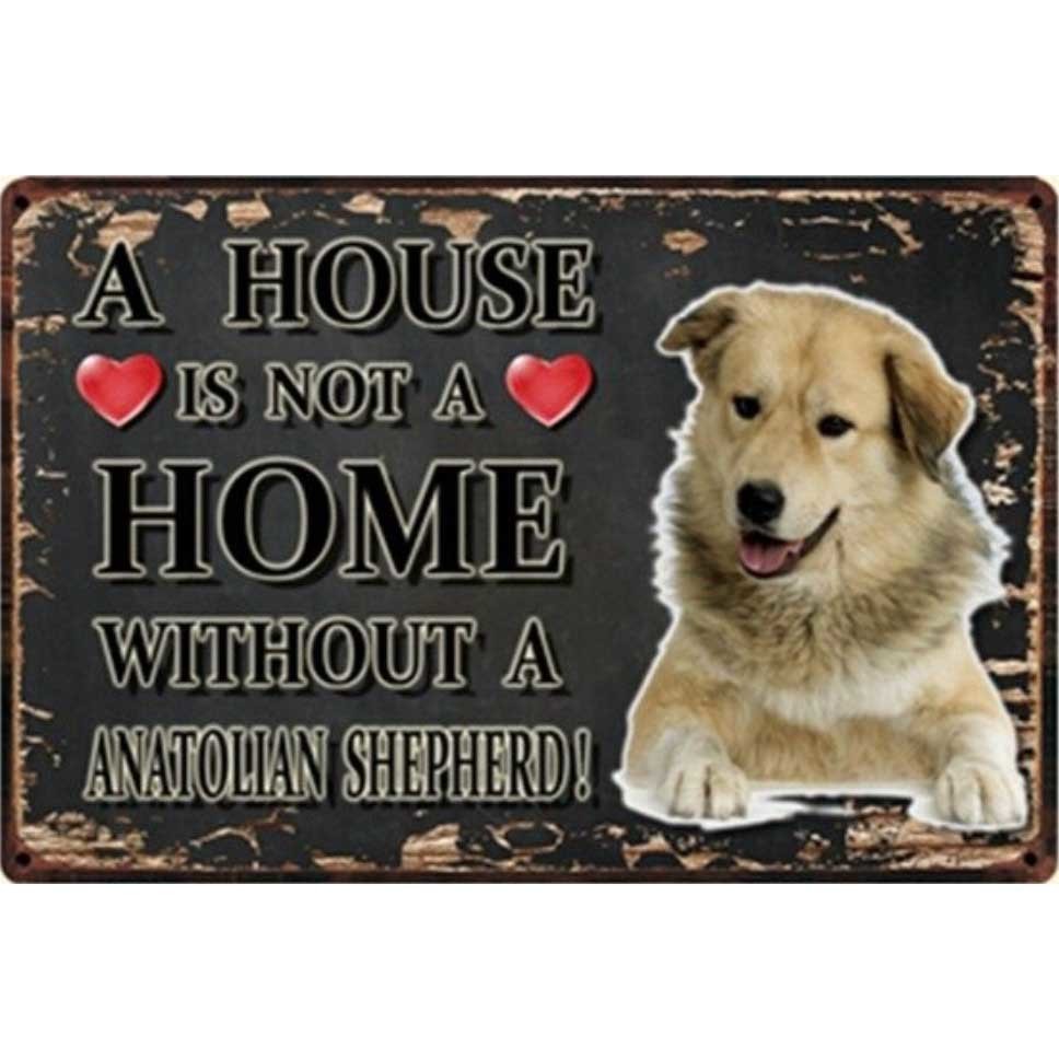 A3344 メタル サイン ブリキ 看板 金属 プレート アート パネル 注意 警告 動物 ペット 犬 アナトリアン シェパード【3090】拍卖