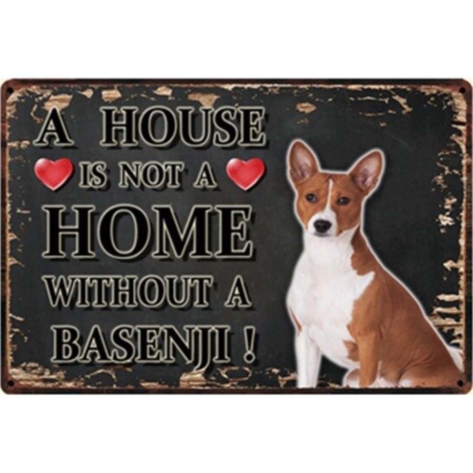 A3324 メタル サイン ブリキ 看板 金属 製 プレート アート パネル 店 注意 警告 動物 ペット 犬 HOME バセンジー【3071】拍卖