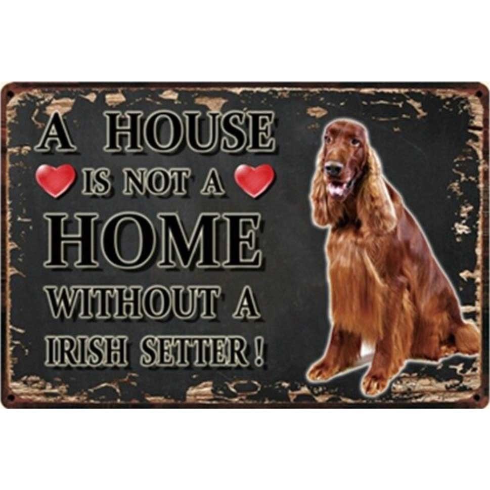A3358 メタル サイン ブリキ 看板 金属 プレート アート パネル 店 注意 警告 動物 ペット 犬 アイリッシュ セッター【3130拍卖