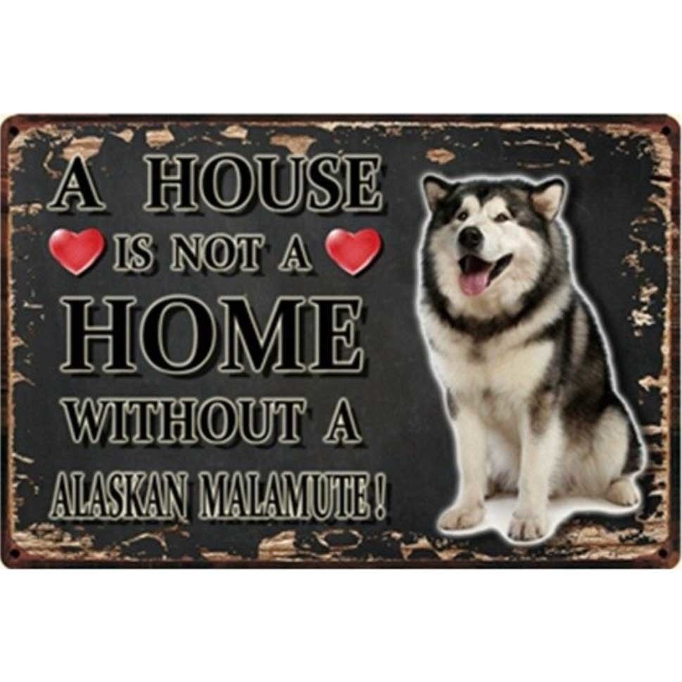 A3343 メタル サイン ブリキ 看板 金属 プレート アート パネル 注意 警告 動物 ペット 犬 アラスカン マラミュート【3089】拍卖