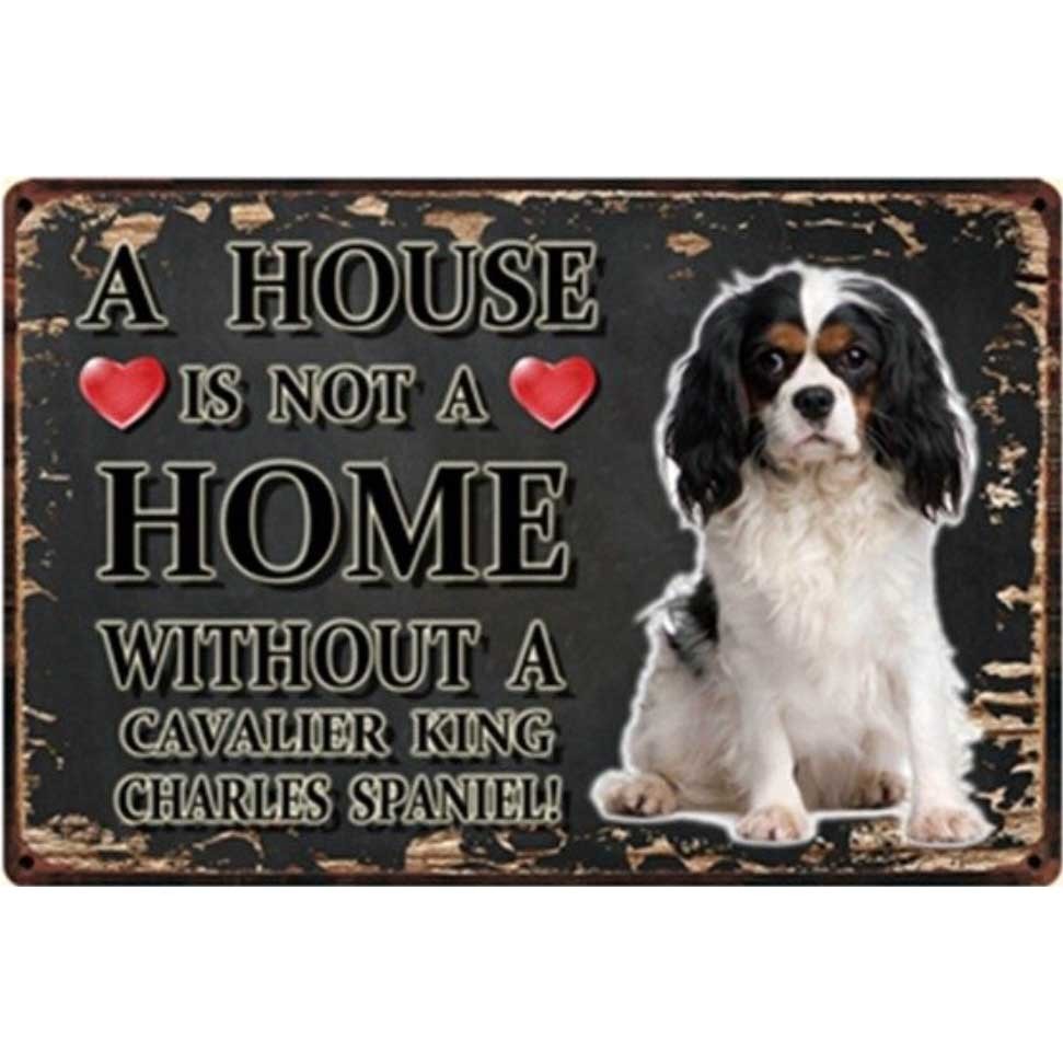 A3366 メタル サイン ブリキ 看板 金属 プレート 注意 警告 動物 ペット 犬 キャバリア キング チャールズ スパニエル【3138】拍卖