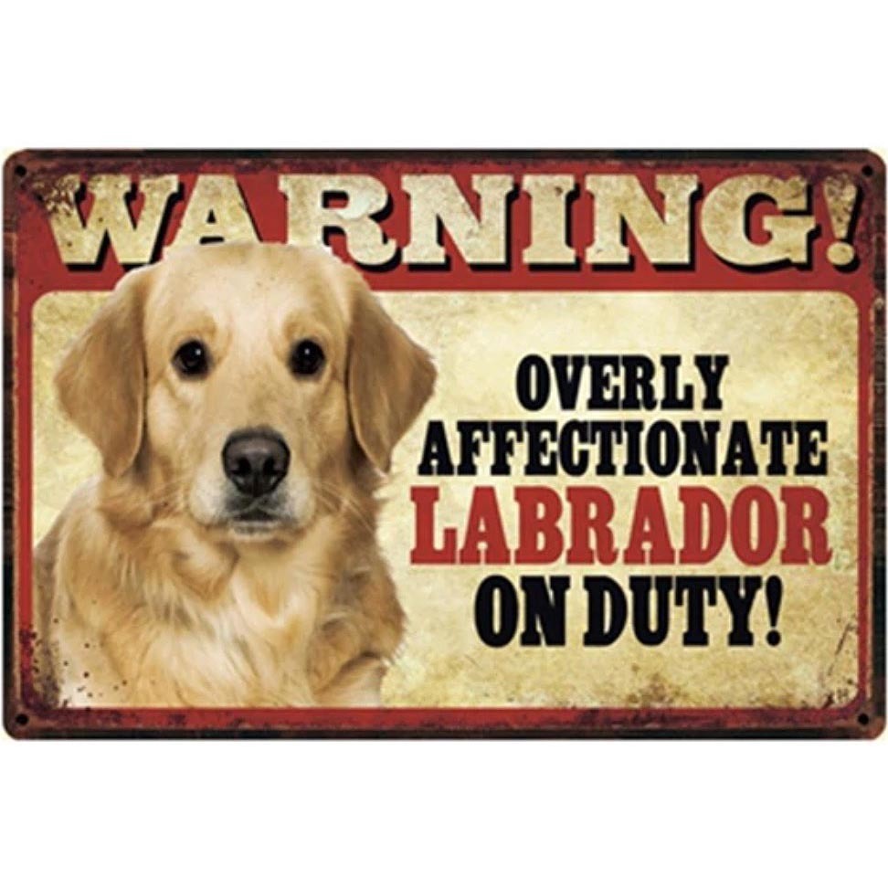 A411 メタル サイン ブリキ 看板 金属 製 プレート 店 注意 警告 危険 防犯 動物 ペット 猛 犬 番犬 ラブラドール 【22】拍卖