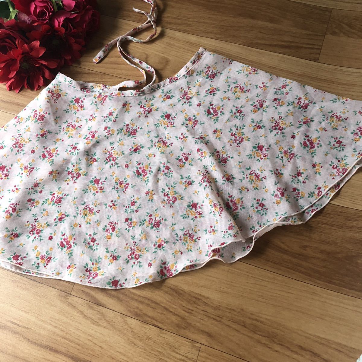 Chacott チャコット ジュニア バレエ 巻きスカート ピンク 花柄 Junior LL-LLT拍卖