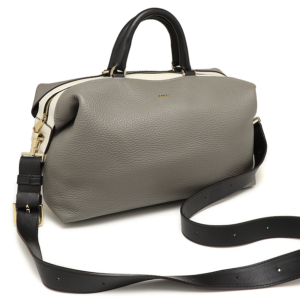 中古 フルラ ブロガー M サッチェル 2WAYバッグ グレー レザー FURULA拍卖