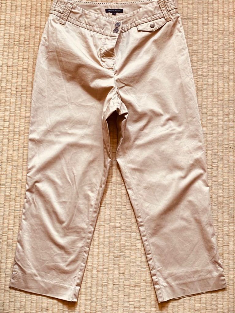 値下げ!美品!トミーヒルフィガーレディースクロプトパンツ、大きめサイズ8、ベージュ系拍卖