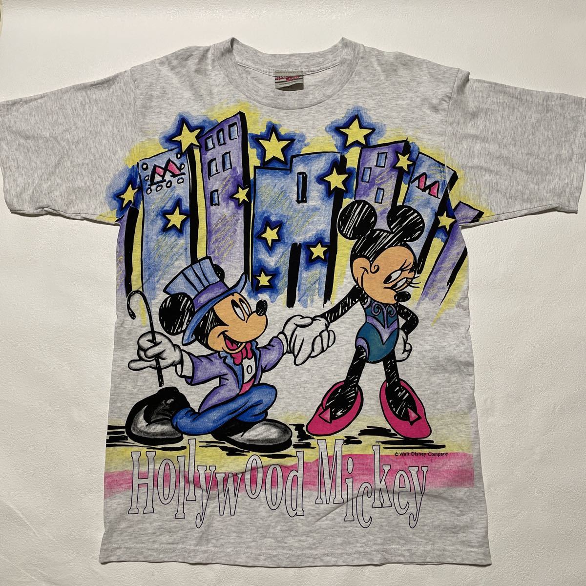 【L~XL】ミッキーマウス Mickey Mouse Hollywood Mickey USA製 プリントTシャツ ビンテージ デカめ拍卖