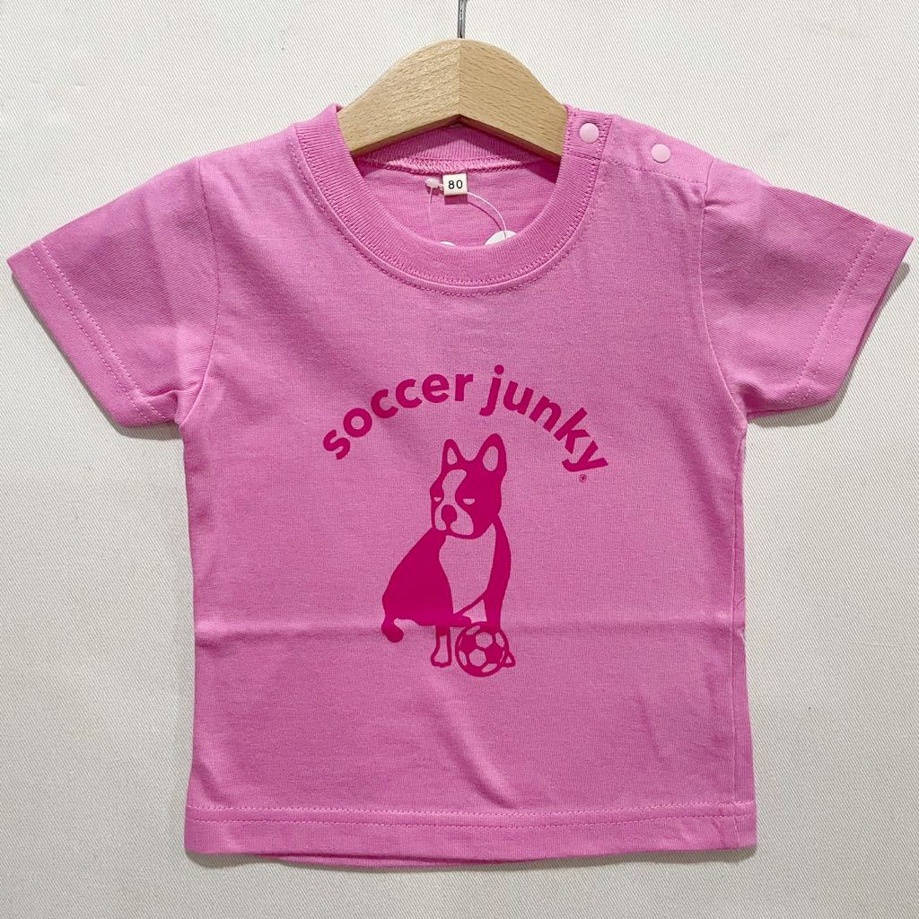 メール便可能! soccer junky (サッカージャンキー) ベビー イヌノキモチ Tシャツ (80) PINK | futsal フットサル ピンク拍卖