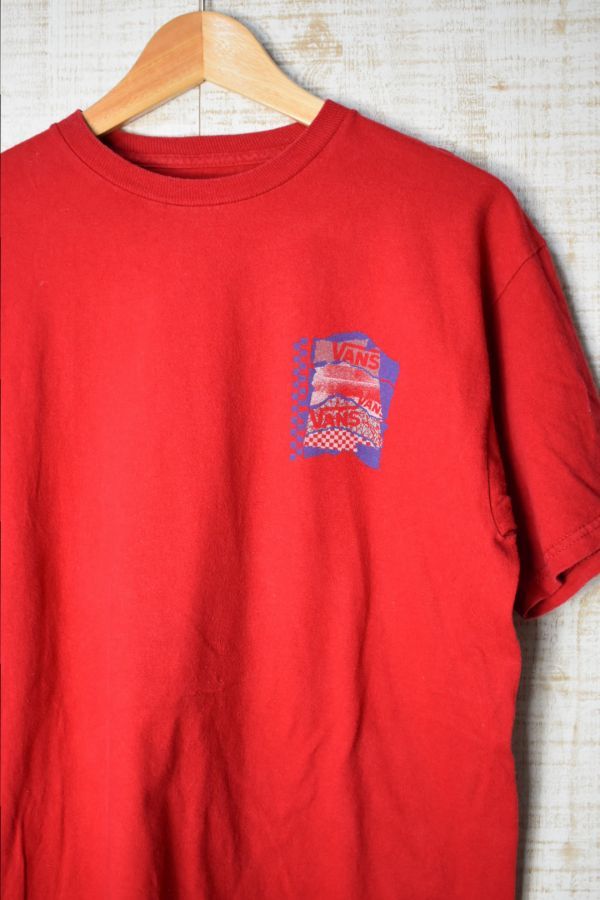 ☆US古着 VANS バンズ 両面プリント Tシャツ レッド赤【M】コットン ◆3102◆拍卖
