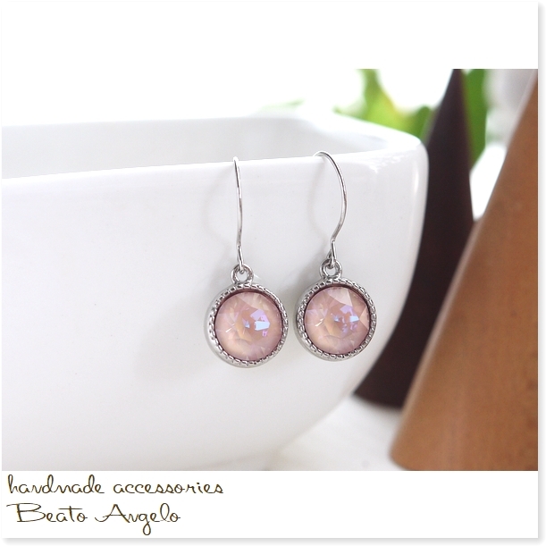 ◇◇+angelo+スワロフスキー 1088のピアス(p-177)クリスタルダスティピンクディライト S チタン 樹脂 イヤリング拍卖