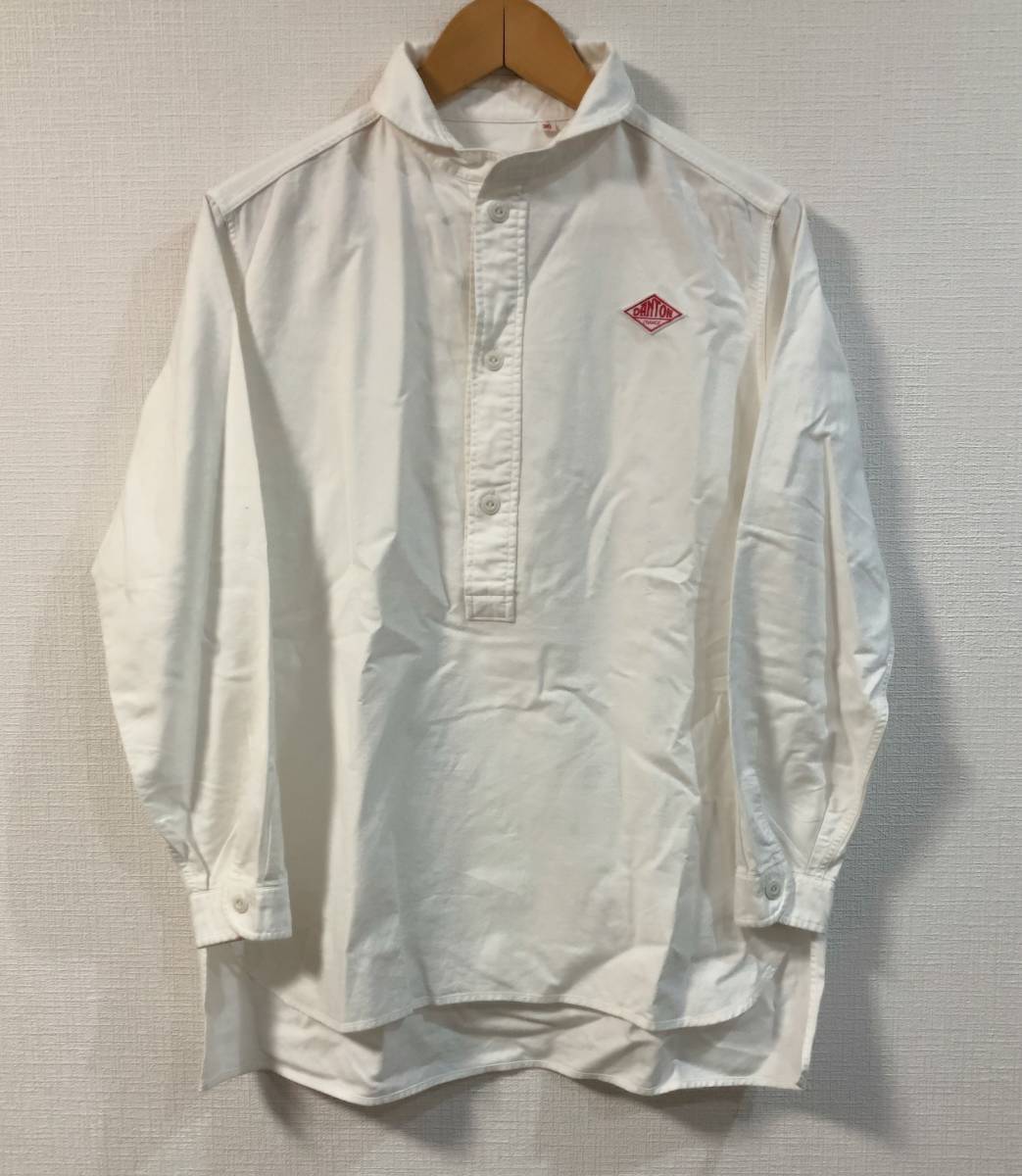 美品 DANTON プルオーバー シャツ サイズ36 白 ロング丈 ダントン ユニセックス ラウンドカラー拍卖