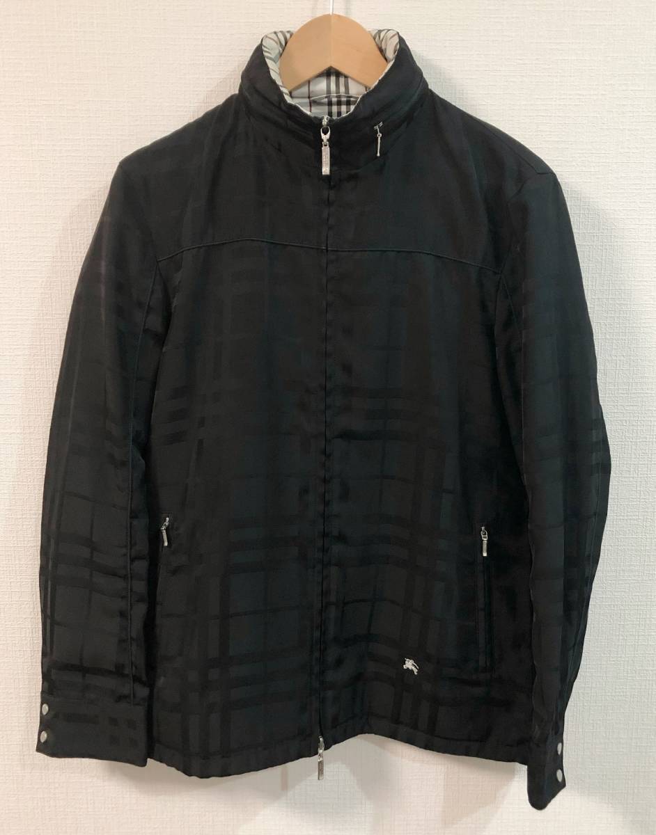 美品 バーバリーブラックレーベル シャドーチェック ホースマーク刺繍 ジャケット 黒 サイズM フード内蔵 BURBERRY BLACK ブルゾン コート拍卖