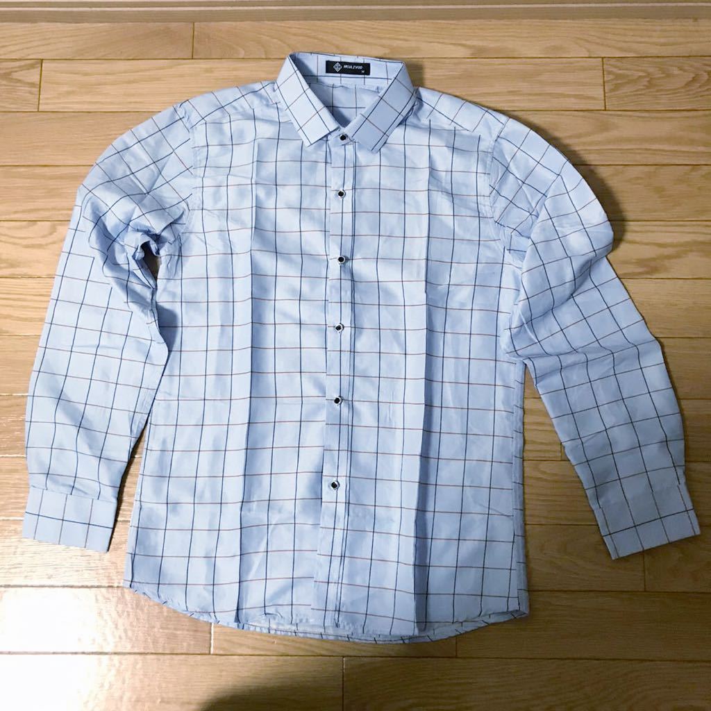 mculivod チェック柄シャツ obarajet スカイブルー 長袖 サイズM 新品拍卖