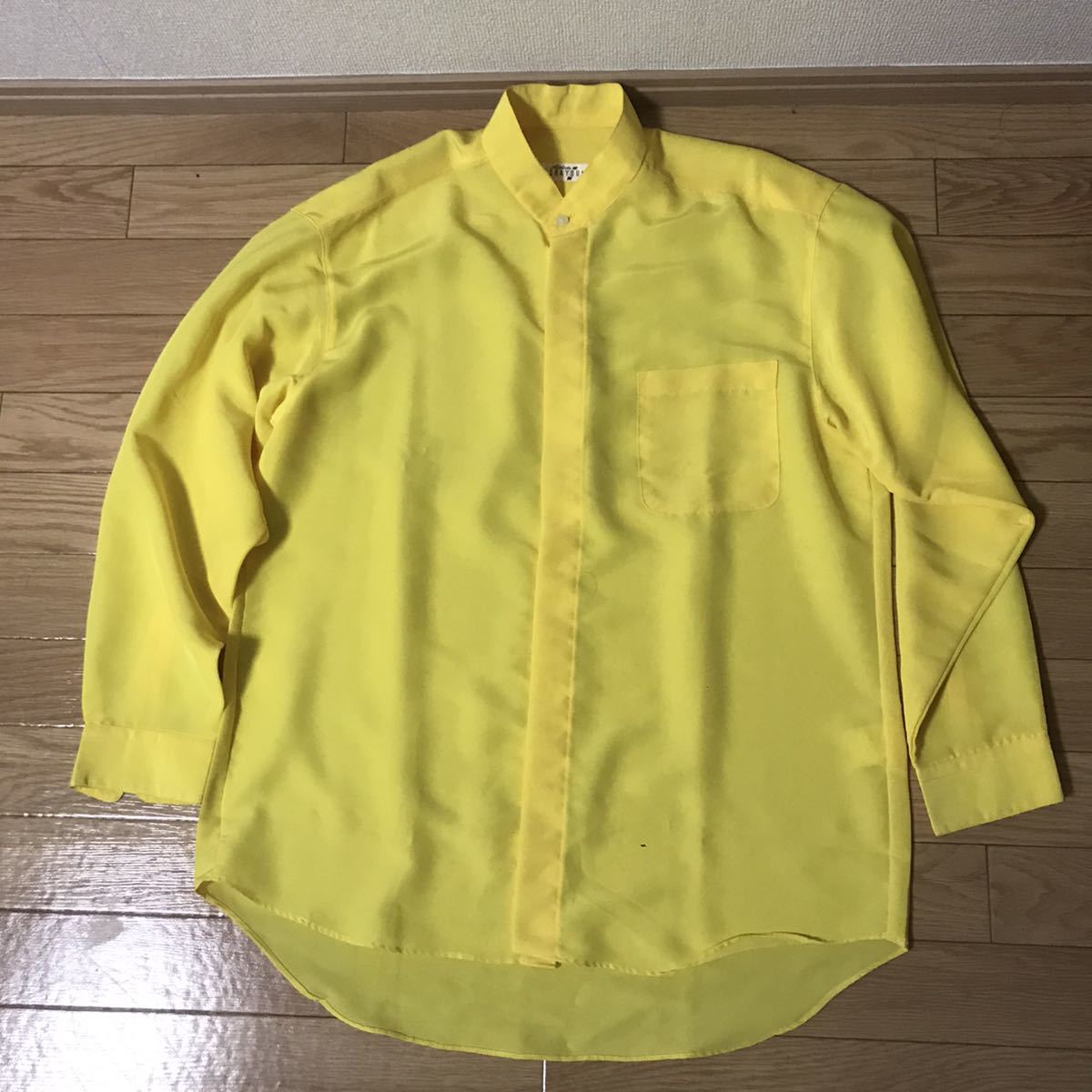 CRAYSUN ドレスシャツ シワになりにくいです ダンサー 無地 プレーン 舞台衣装 イエロー 黄色 サイズフリー 新品拍卖