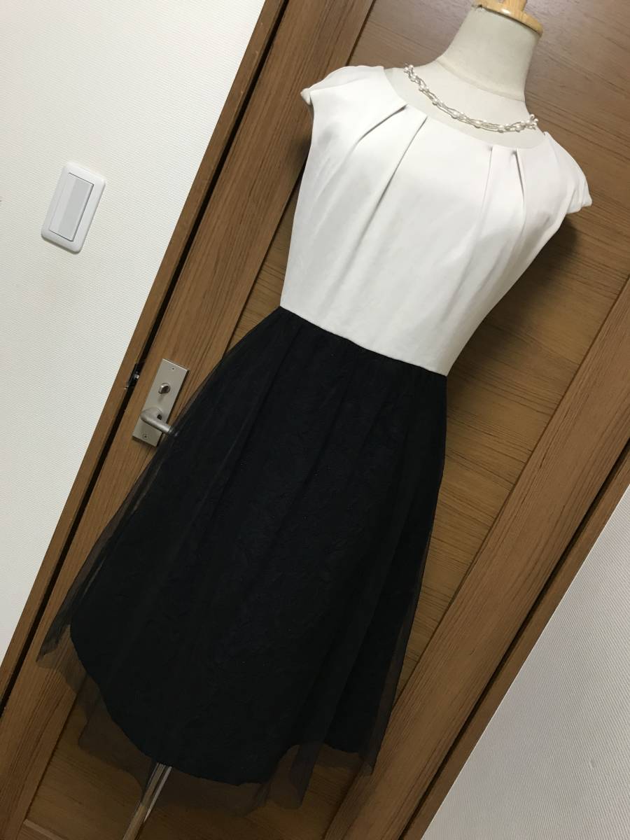 美品★シップスリトルブラック切替ワンピースドレス日本製ブラックM★8329拍卖