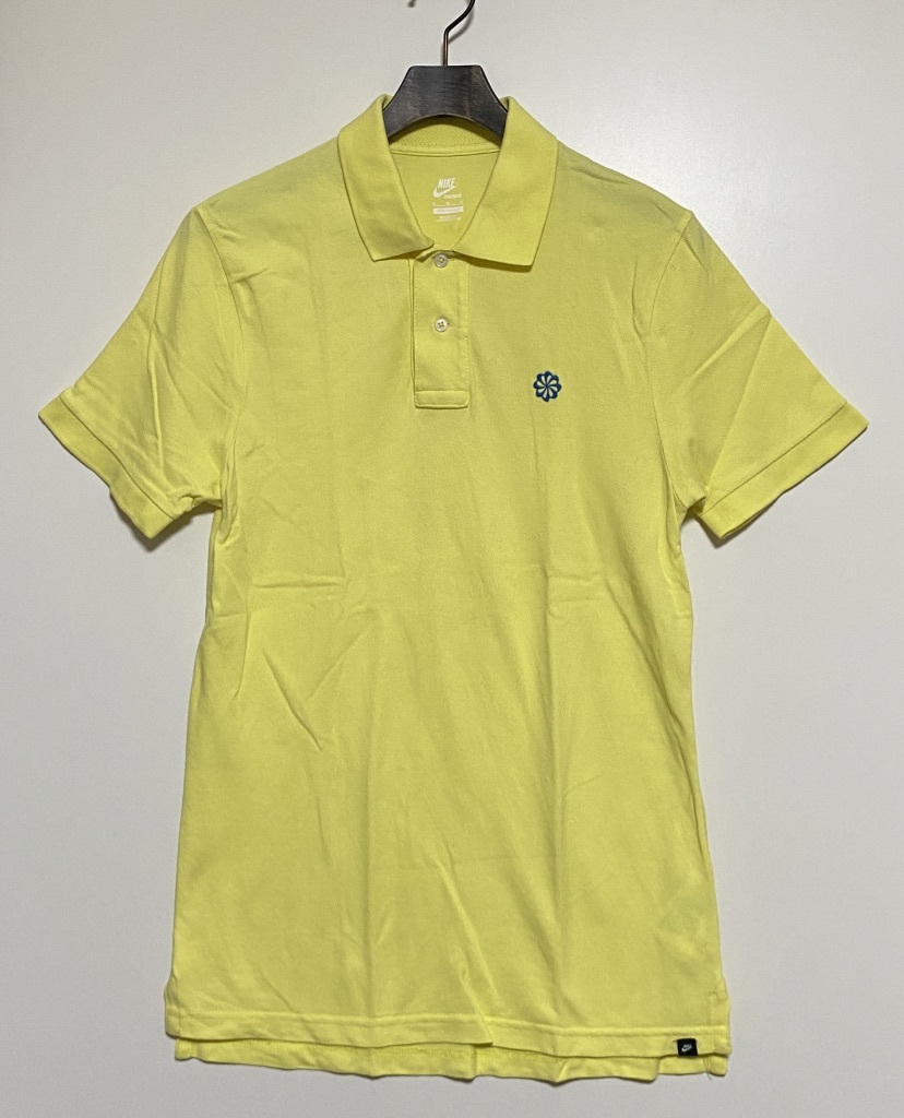 ☆NIKE ナイキ 風車 ワンポイント刺繍 半袖ポロシャツ M 黄色 イエロー ワンポイント a拍卖