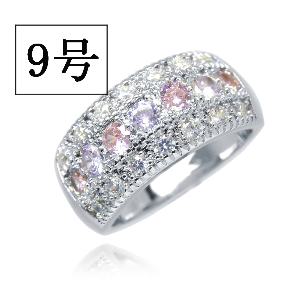 残り1点★新品★送料無料 9号 CZピンク&アメジストダイヤモンドリング プラチナ仕上 限定 シルバー925 レディースアクセサリー ジルコニア拍卖
