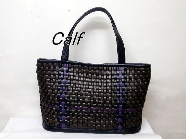 送料無料 限定価格一点品 478-1牛革ニッティングのトートバッグ拍卖