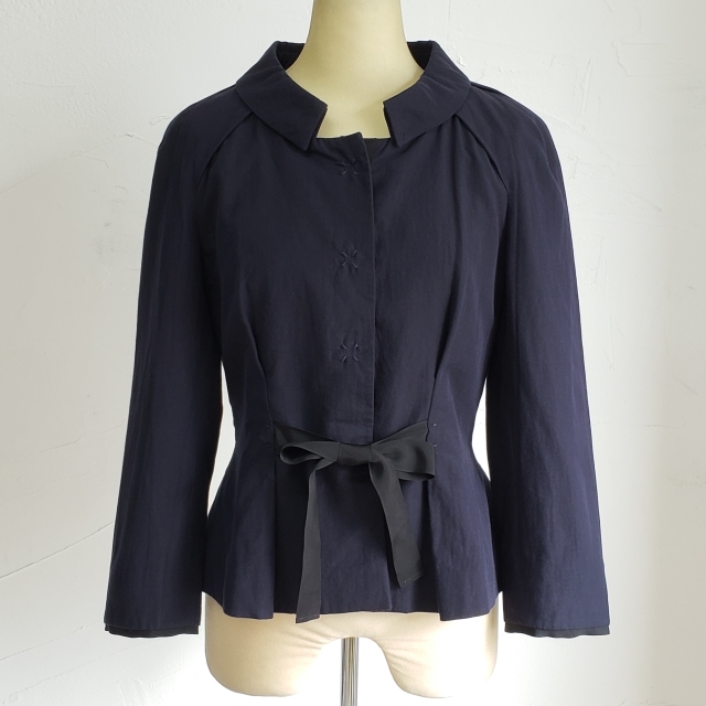ポールカ PAULE KA コットン ジャケット 36 ネイビー ラグラン拍卖