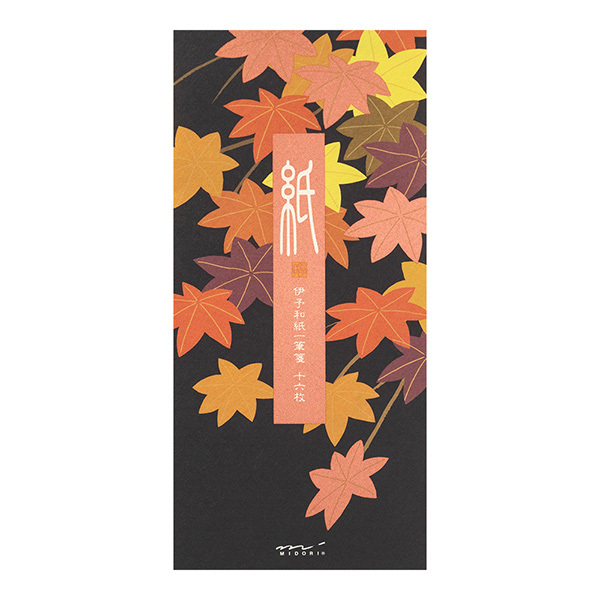 @【即決】■一筆箋■紅葉 もみじ /秋柄 /シルク印刷 /ミドリ 紙シリーズ /便箋 /手紙 お便り /伊予和紙 //89522-006拍卖