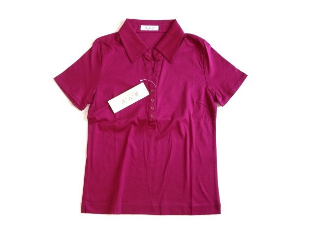 新品 定価2100円 a.v.v アー・ヴェ・ヴェ 紫 ポロシャツ 半袖 シャツ ブラウス 38 M avv イトキン 綿 パープル拍卖
