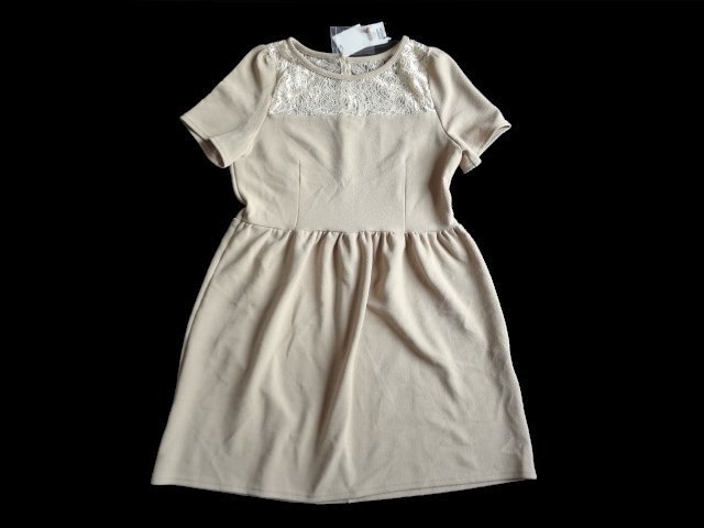 新品 定価8925円 DRWCYS ドロシーズ レース使い ワンピース 1 ベージュ ミニ拍卖