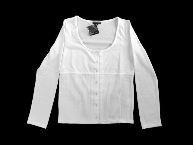 新品 on the crest テレコ カーディガン ニットソー 白 トップス レディース拍卖