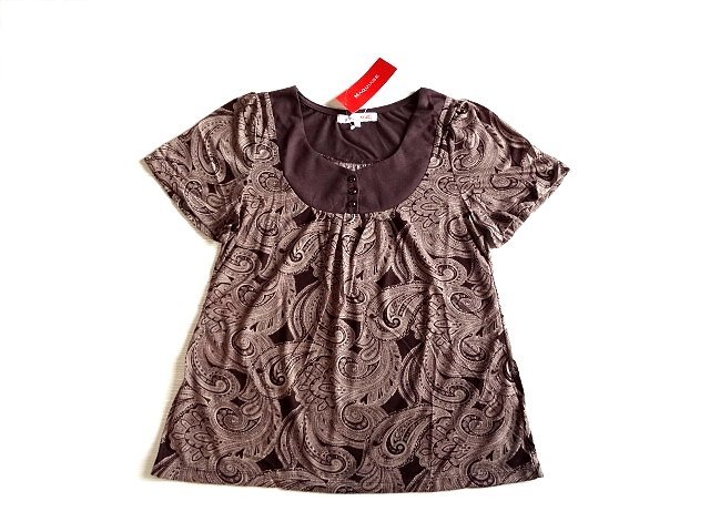 新品 MAQUIAGE ペイズリー 半袖 カットソー 紫 M ブラウス トップス パープル 未使用 レディース拍卖