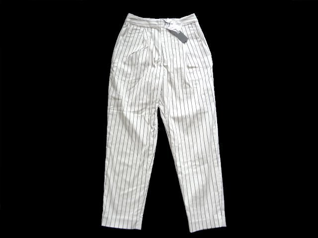 新品 定価7400円 アンデミュウ Andemiu ストライプ パンツ スラックス S ハイウエスト ボーダー 白 拍卖