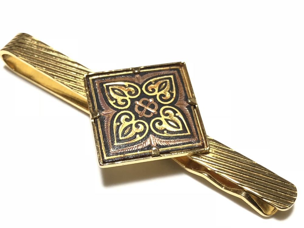 スペイン トレド Damasquinad(ダマスキナード) 純金象嵌 8.8g デザイン タイピンS拍卖
