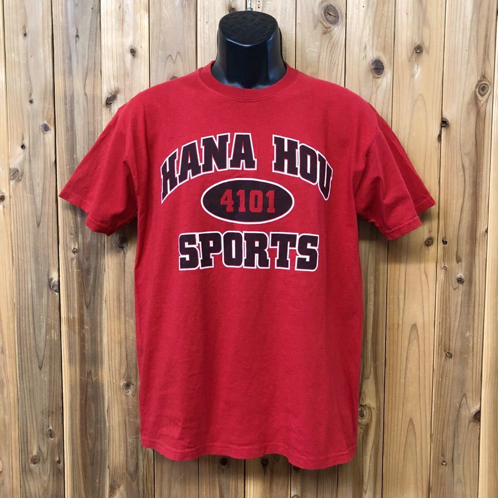 JERZEES/ジャージーズ メンズ M 半袖Tシャツ カットソー トップス 赤 ロゴプリント 3連プリント HANA HOU 4101 SPORTS アメカジ USA古着拍卖