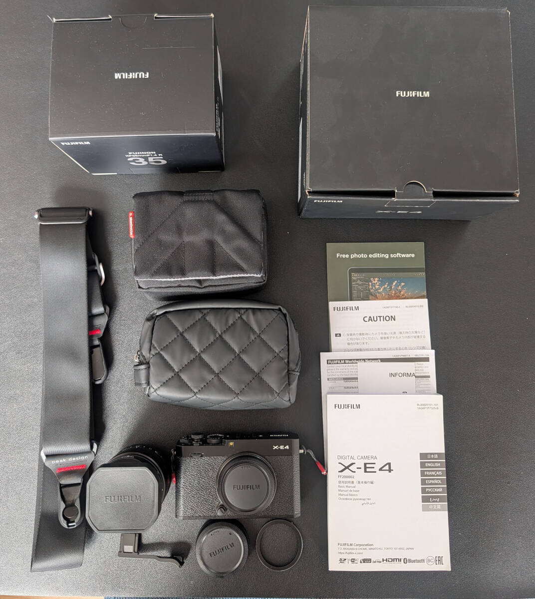 FUJIFILM X-E4 ボディ + FUJINON XF35mm F1.4R + peak design カメラストラップ スライド SL-BK-3 + X-E4 専用サムレスト TR-XE4 + おまけ拍卖