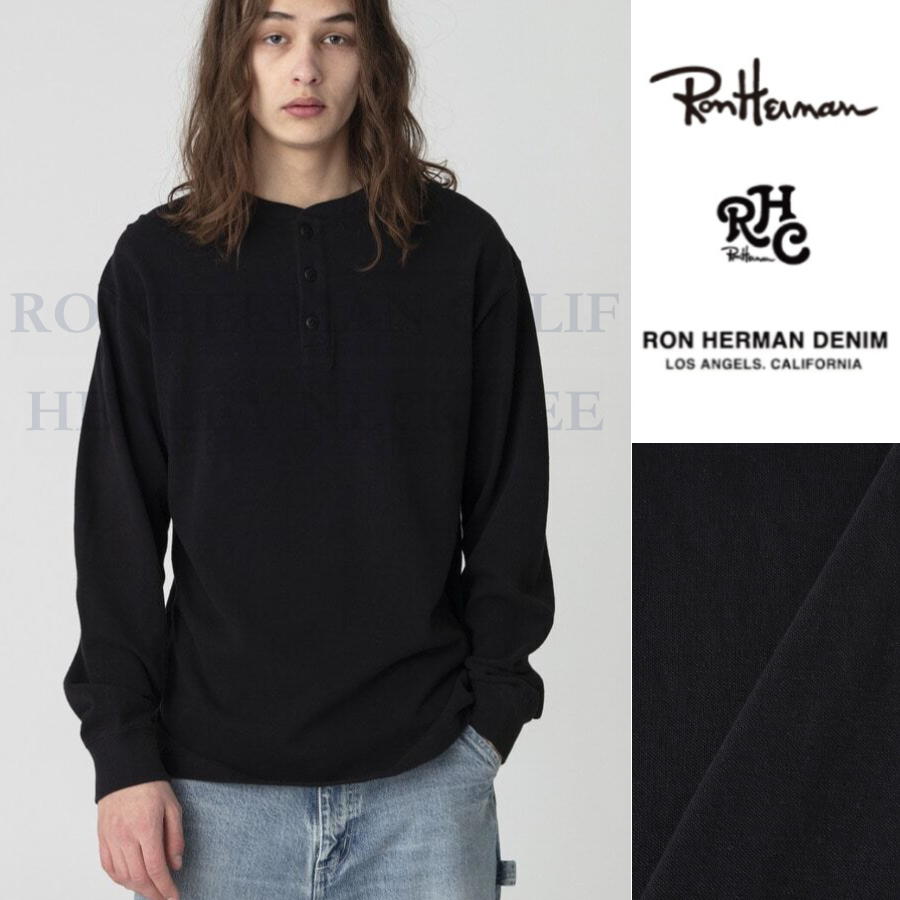 【LookBook掲載!!】ロンハーマン RHC “ 大人のソリッド色 ” オーバーサイズ ヘンリーネック 長袖 Tシャツ M 日本製 RonHerman California拍卖