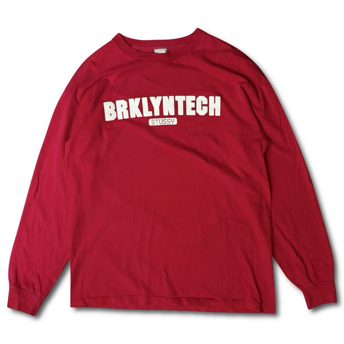 【90s】Stussy Brooklyn Texh L/S Shirts L Red ステューシー ブルックリンテック 長袖 Tシャツ レッド ヴィンテージ ロンT 架空企業拍卖