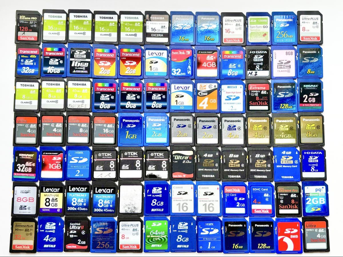 ★1円スタート【動作未確認ジャンク】SDカード 84枚まとめ Canon TOSHIBA FUJIFILM Lexar SanDisk 128GB 32GB 16GB 1GB 他拍卖