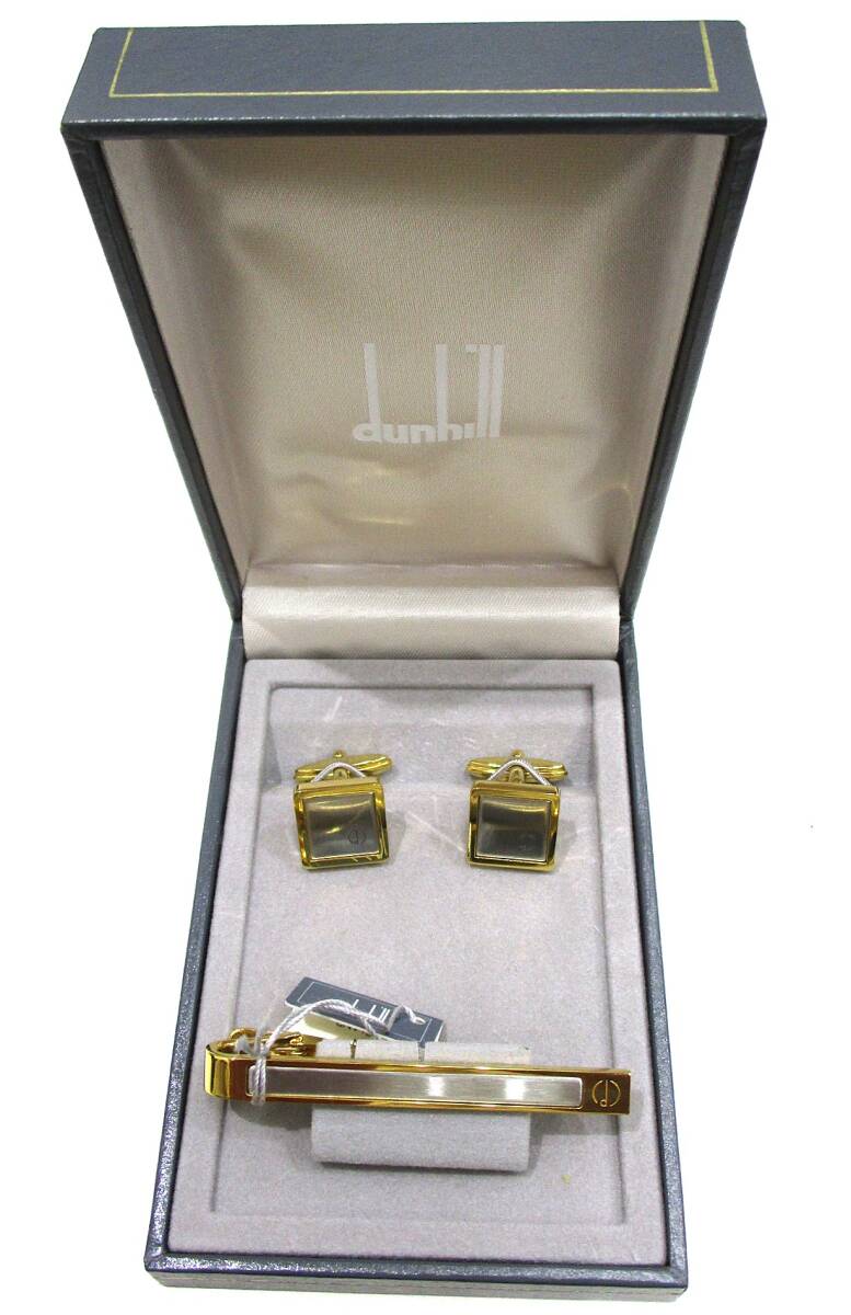 【8-18】dunhill ダンヒル ゴールド&シルバーカラー ネクタイピン カフス タイピン セット メンズ 紳士 アクセサリー 自宅保管品拍卖