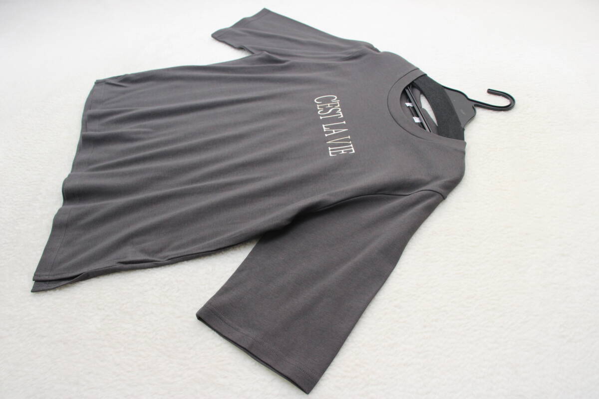 7196 新品 オーガニックコットン使用英字入り五分袖Tシャツ拍卖