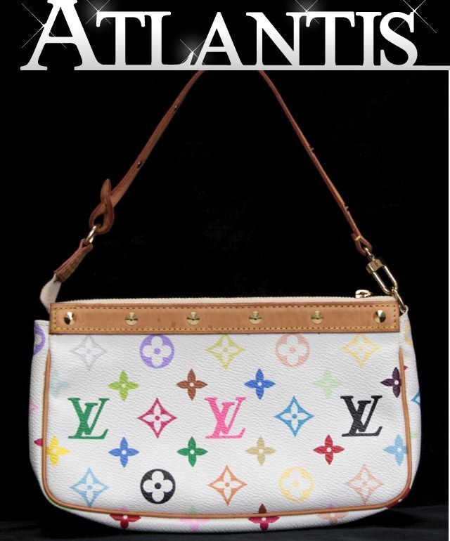 LOUIS VUITTON ルイヴィトン ポジェットアクセソワール アクセサリーポーチ マルチカラー 白 M92649 【75467】拍卖