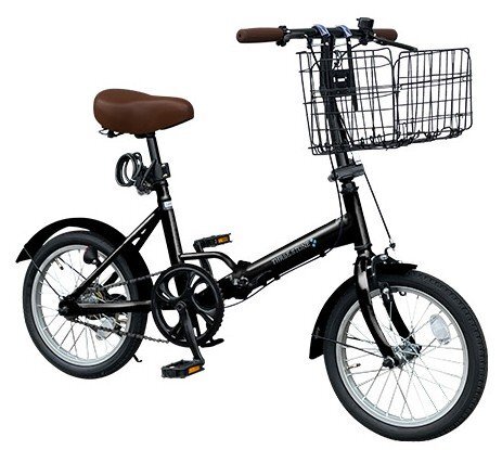 数台限定【1円スタート】訳ありアウトレット 折り畳み式バスケット付属 小径16インチ 折りたたみ自転車 ブラック EB16拍卖