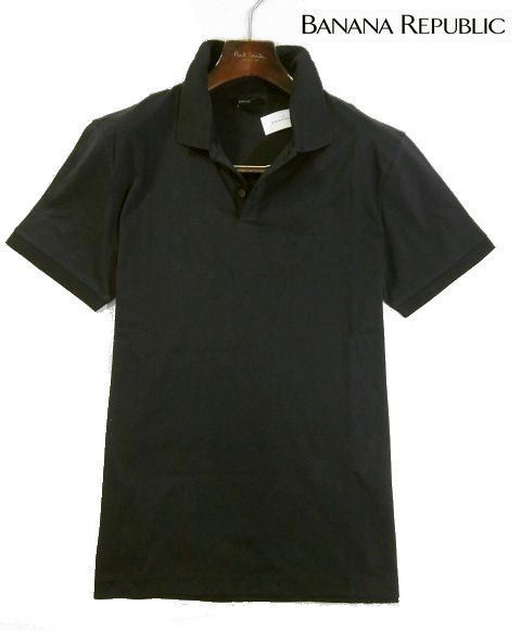 H木08155新品▼ 春夏 未使用 バナナリパブリック 半袖ポロシャツ 【 L 】 ポロシャツ 黒 BANANA REPUBLIC バナナ・リパブリック拍卖