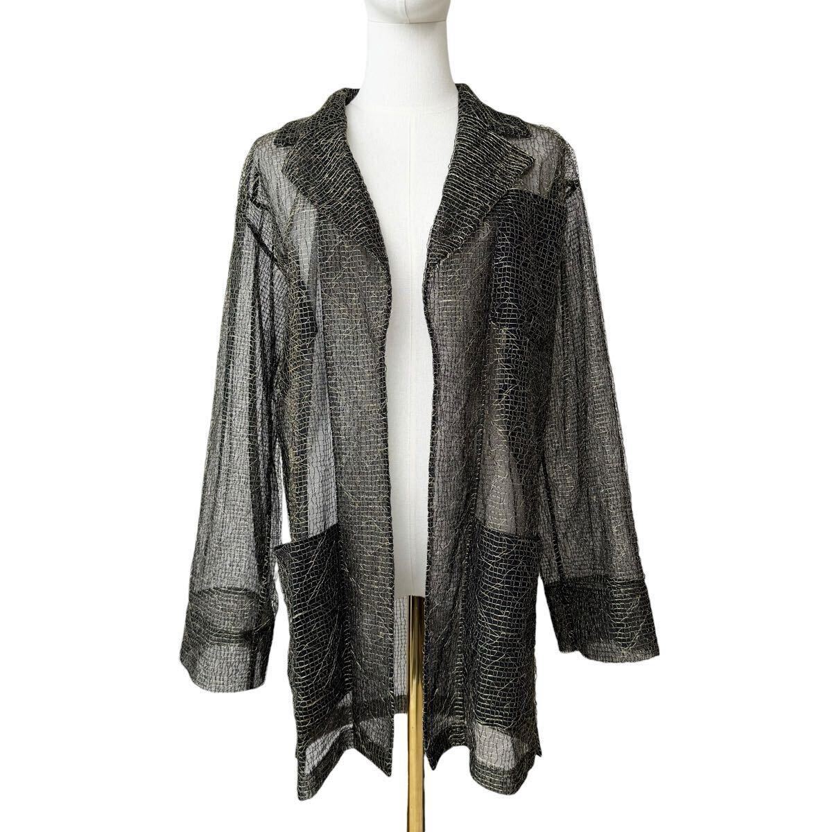 Yves Saint Laurent rive gauche Vintage 透かし編み テーラードジャケット ゴールド チュール イヴサンローラン ヴィンテージ シアー拍卖