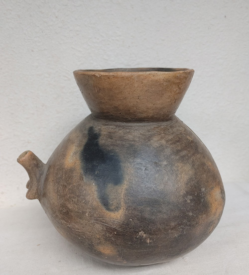 縄文期 古裂会所載現品 性器形注口土器 秋田県大館市出土記載 子孫繁栄祈願の象徴品 十腰内式土器 大型 注口土器 特に状態良い縄文後期土器拍卖
