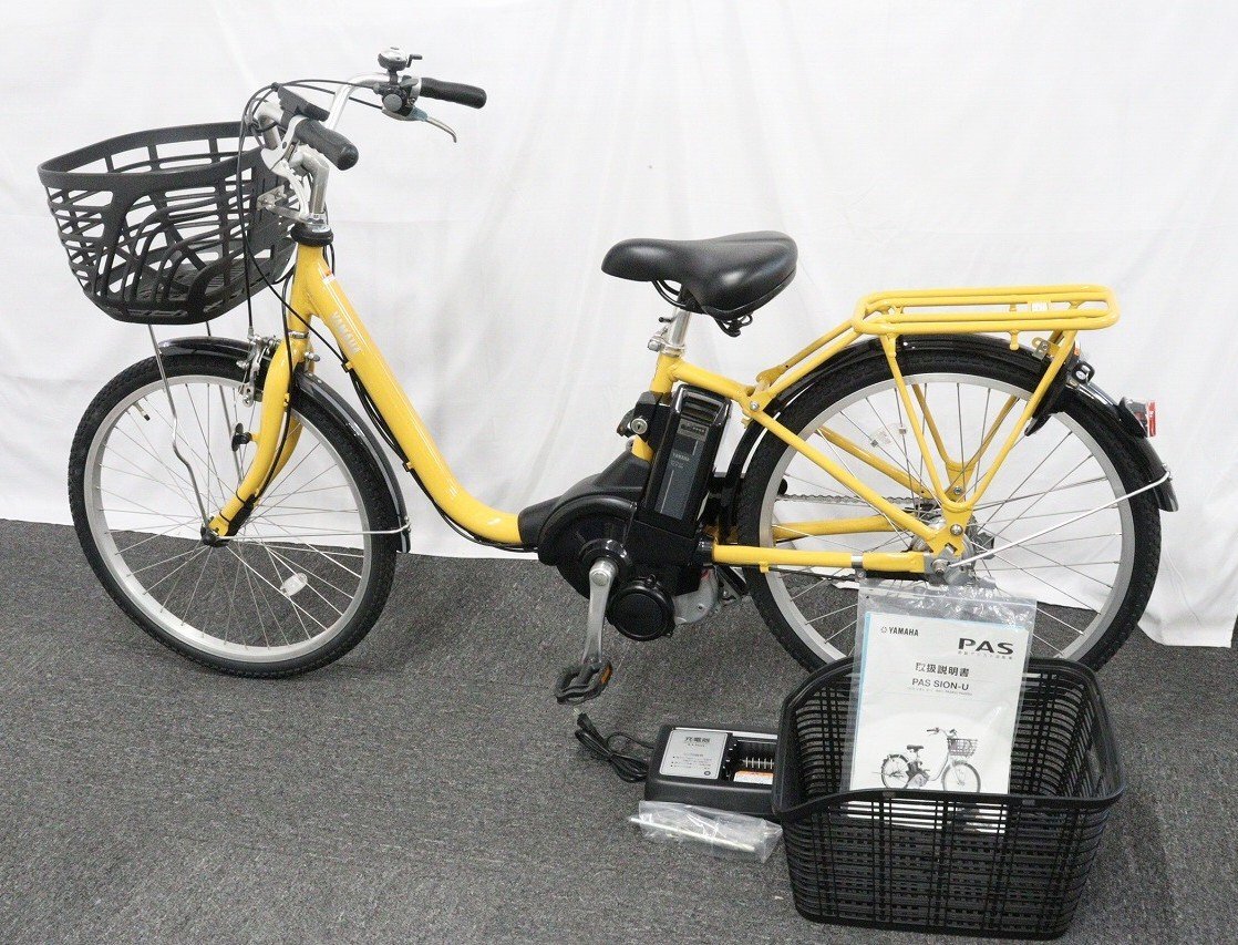 【行董】YAMAHA ヤマハ 電動アシスト自転車 PAS SION 2023年製 試走OK バッテリー 充電器 取扱説明書 ※神奈川県発送家財便※ AS000APY85拍卖