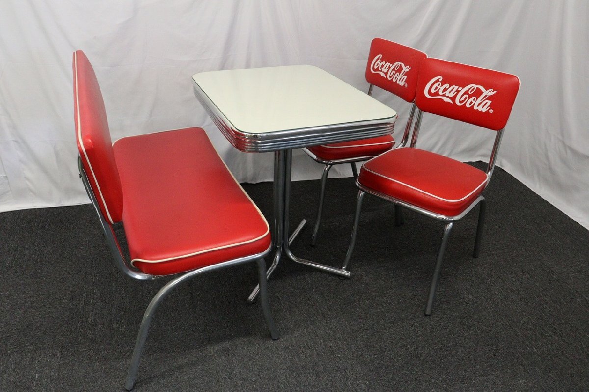 【行董】Coca-Cola BRAND コカ・コーラ ブランド 家具セット テーブル チェア アメリカンダイナー ※神奈川県直引き限定※ AW000ABY72拍卖
